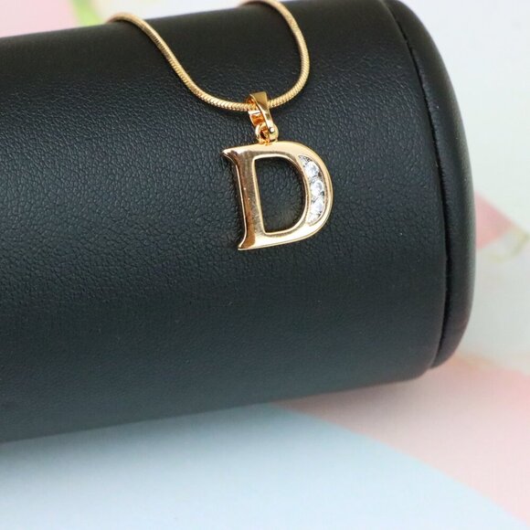 "Rose Gold Letter D Pendant with Crystals – 18K Gold Plated Charm, XPPT1353 - Picture 2 of 13